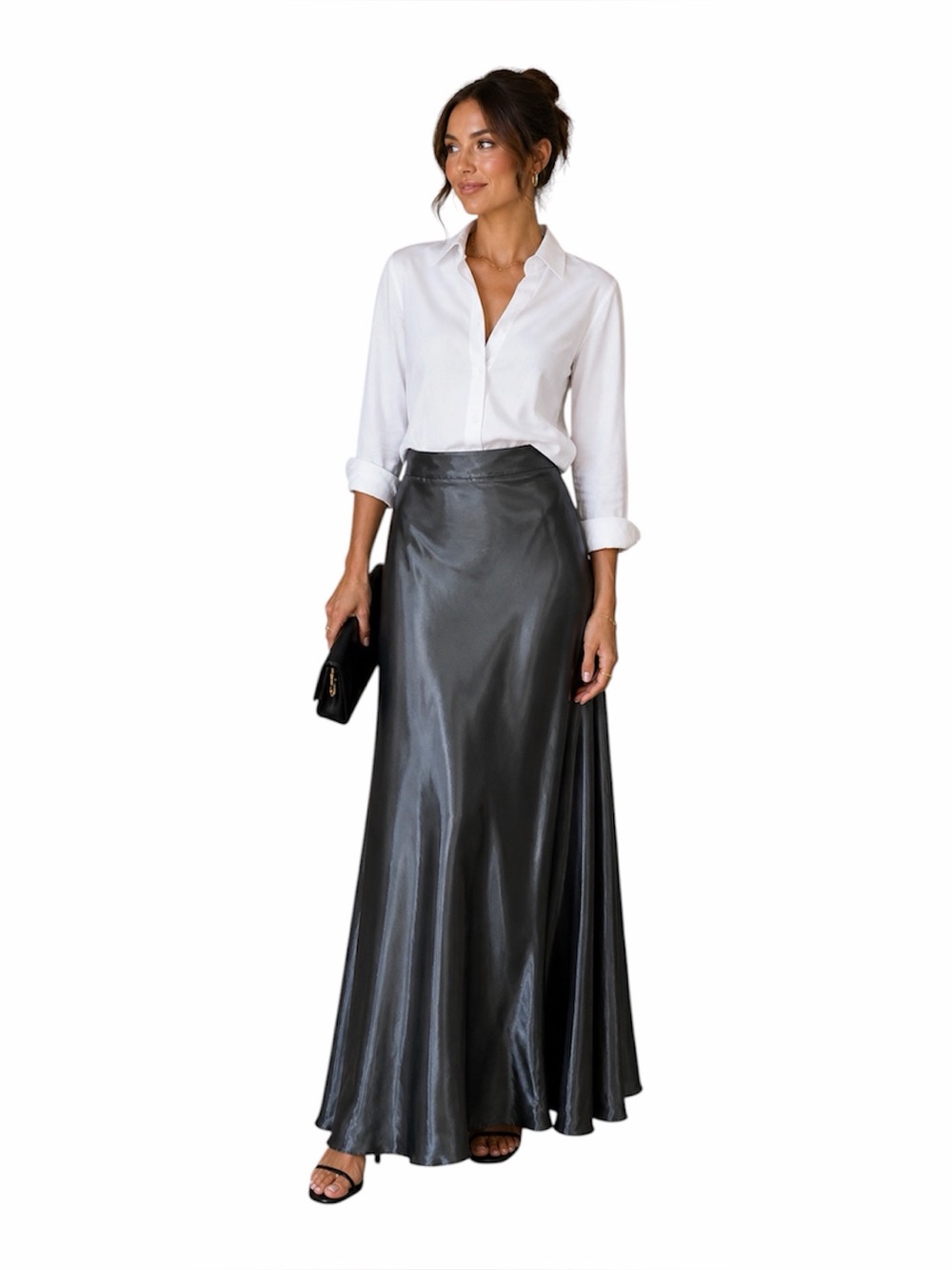 JS Collections metallic silver maxi skirt 6